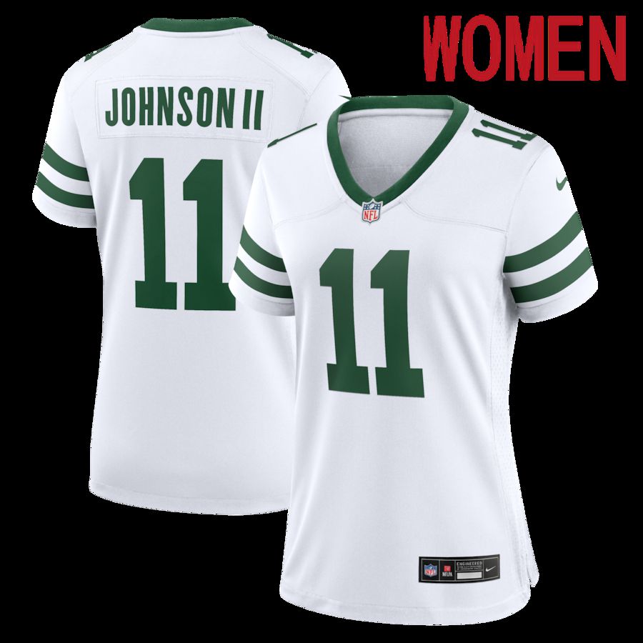 Women New York Jets #11 Jermaine Johnson II Nike Spotlight White Alternate Game NFL Jersey->->Women Jersey